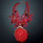 Collier Bakélite & Perles de verre Fleur