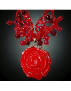 Collier Bakélite & Perles de verre Fleur