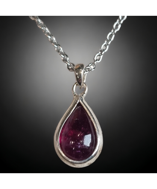Pendentif Tourmaline Rubellite avec chaîne Agent 925