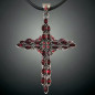 Pendentif Grenat Croix sur cordon Argent 925