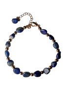 Bracelet Lapis-lazuli baroque acier doré avec fermoir