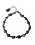 Bracelet Lapis-lazuli baroque acier doré avec fermoir