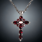 Pendentif Grenat Croix sur chaîne Argent 925
