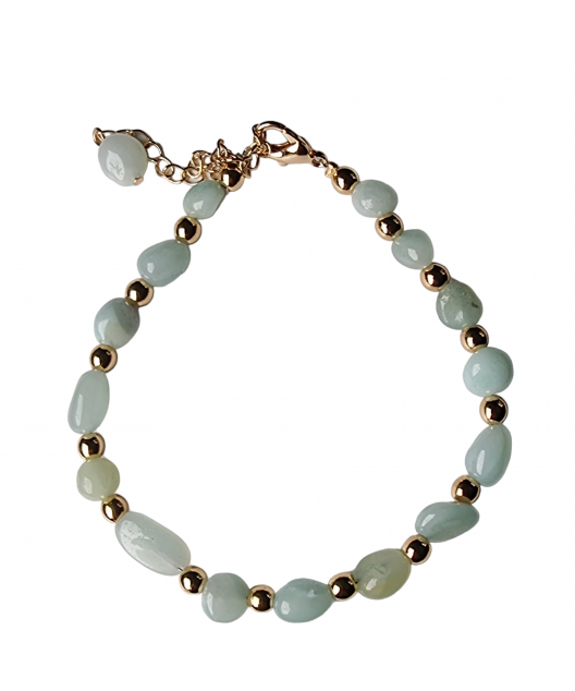 Bracelet Amazonite baroque acier doré avec fermoir