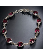 Bracelet Grenat facetté serti Argent 925