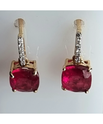 Boucles d'oreilles Rubis & Diamants Or 18 carats