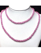 Collier Rubis rose facetté Argent 925