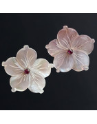 Boucles Nacre & Rubis Argent 925