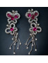 Boucles Rubis synthétique & Zirconium Papillons Argent 925