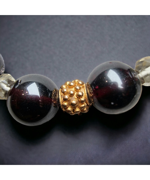 Collier Grenat Pierres rondes & Cristal de roche