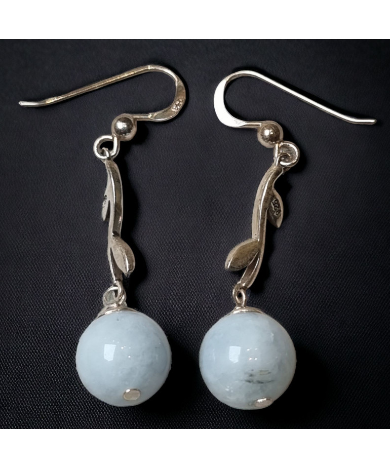 Boucles Aigue marine Boules Argent 925 (s)