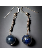 Boucles Lapis-lazuli Boules Argent 925 (s)