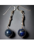Boucles Lapis-lazuli Boules Argent 925 (s)