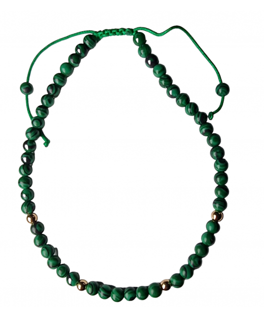 Bracelet Fantaisie "malachite artificielle" sur cordon