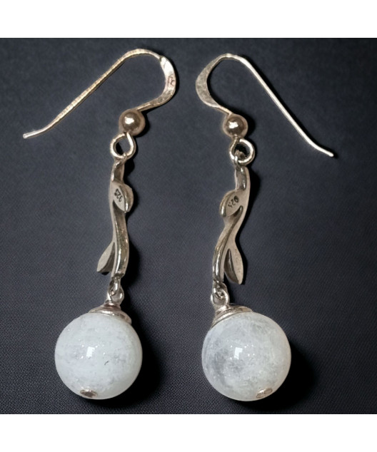 Boucles Pierre de lune boules Argent 925