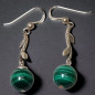 Boucles Malachite boules Argent 925 (s)