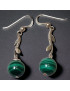 Boucles Malachite boules Argent 925 (s)