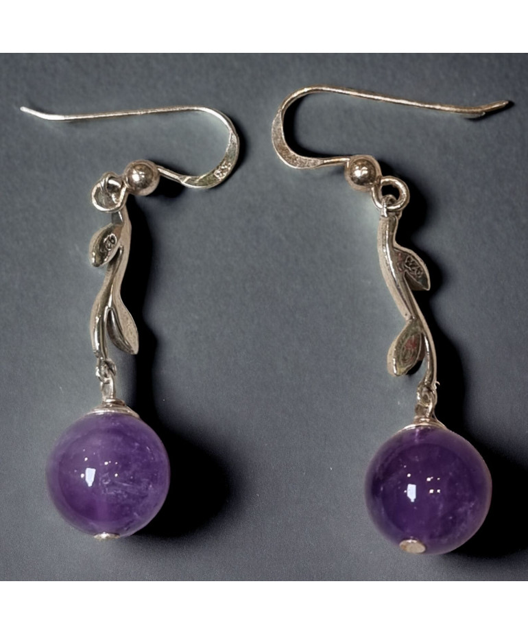 Boucles Améthyste Boules Argent 925 (s)