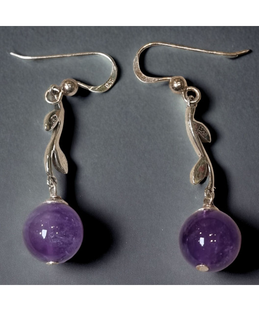 Boucles Améthyste Boules Argent 925 (s)