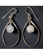 Boucles Pierre de lune boules Argent 925
