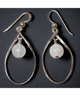 Boucles Pierre de lune boules Argent 925