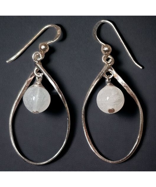 Boucles Pierre de lune boules Argent 925