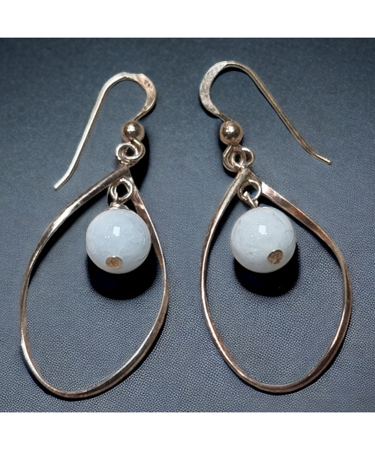 Boucles Aigue marine boules Argent 925