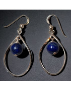 Boucles Lapis-lazuli boules Argent 925