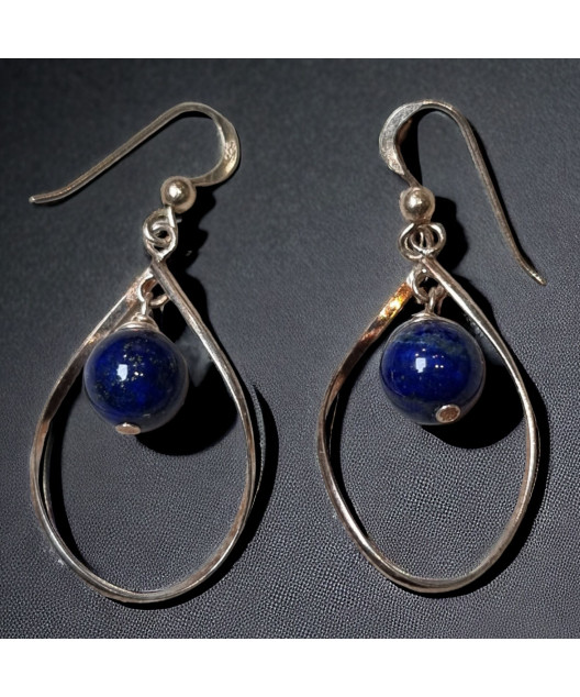 Boucles Lapis-lazuli boules Argent 925
