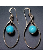 Boucles Turquoise boules Argent 925