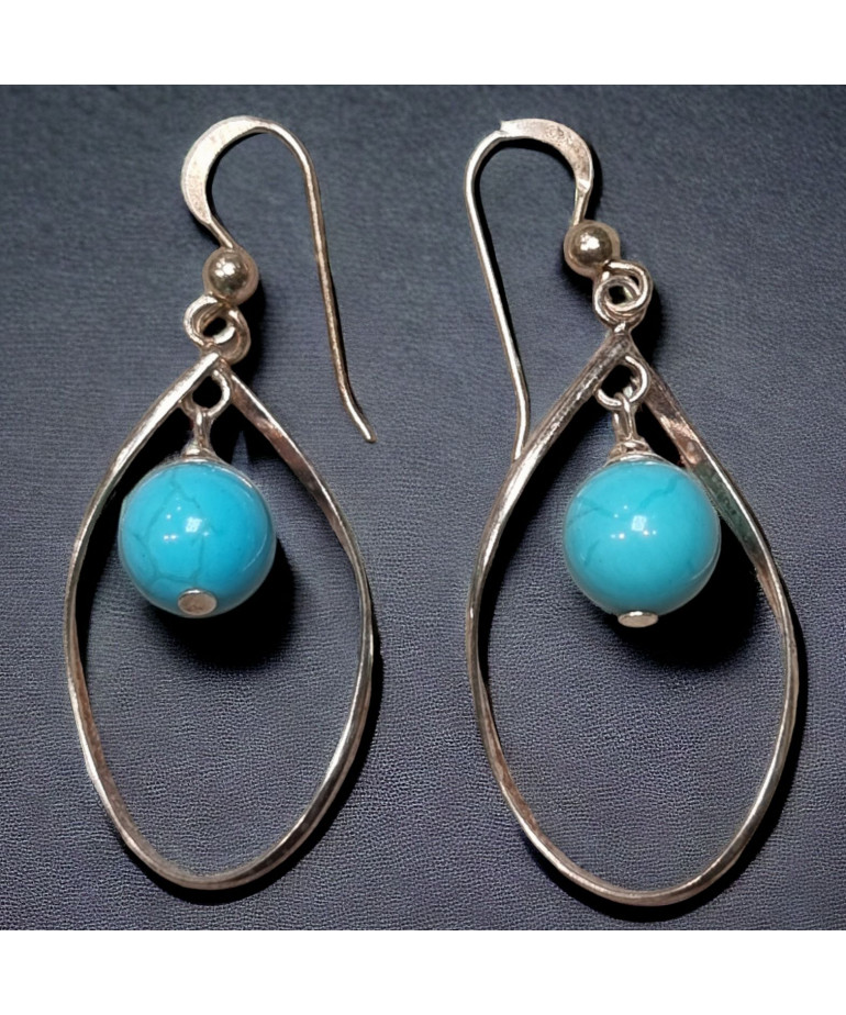 Boucles Turquoise boules Argent 925