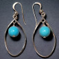 Boucles Turquoise boules Argent 925