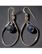 Boucles Apatite Malachite boules Argent 925