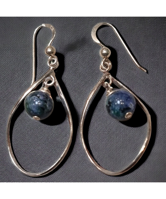 Boucles Apatite Malachite boules Argent 925