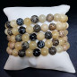 Bracelet Calcite jaune Jaspe paysage & Obsidienne neigeuse Pierres rondes 8mm