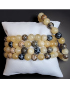 Bracelet Calcite jaune Jaspe paysage & Obsidienne neigeuse avec fermoir