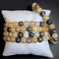 Bracelet Calcite jaune Jaspe paysage & Obsidienne neigeuse avec fermoir