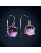 Boucles Améthyste carré serti Argent 925