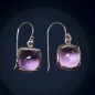 Boucles Améthyste carré serti Argent 925