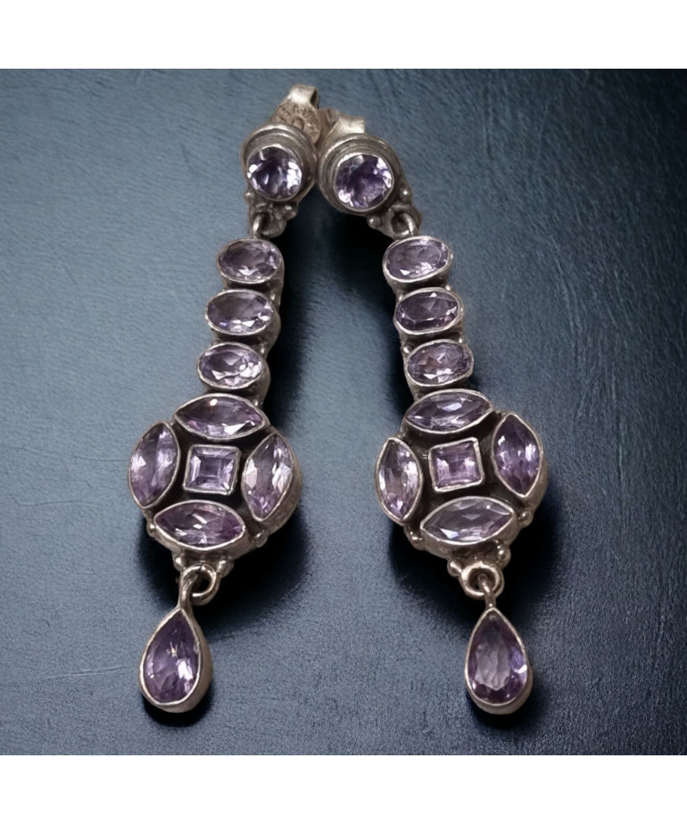 Boucles Améthyste pendants Argent 925
