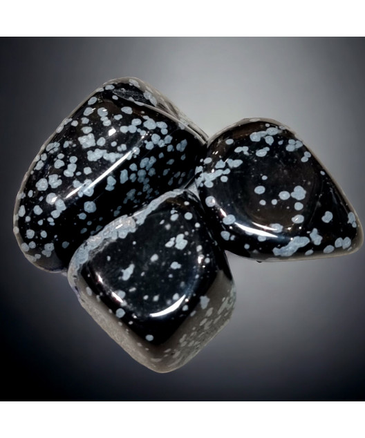 Pierre roulée Obsidienne neige