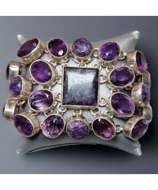 Bracelet Améthyste & Charoïte Argent 925
