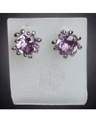 Boucles Améthyste griffée argent 925