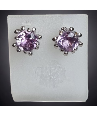 Boucles Améthyste griffée argent 925
