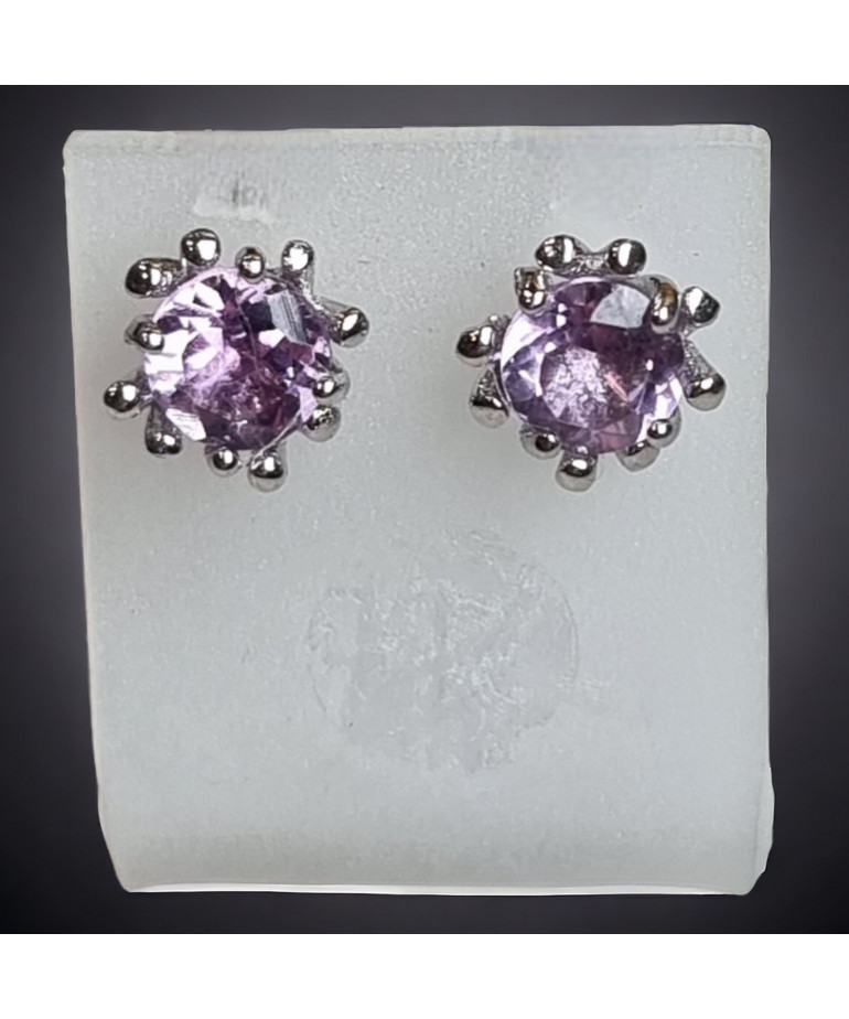 Boucles Améthyste griffée argent 925