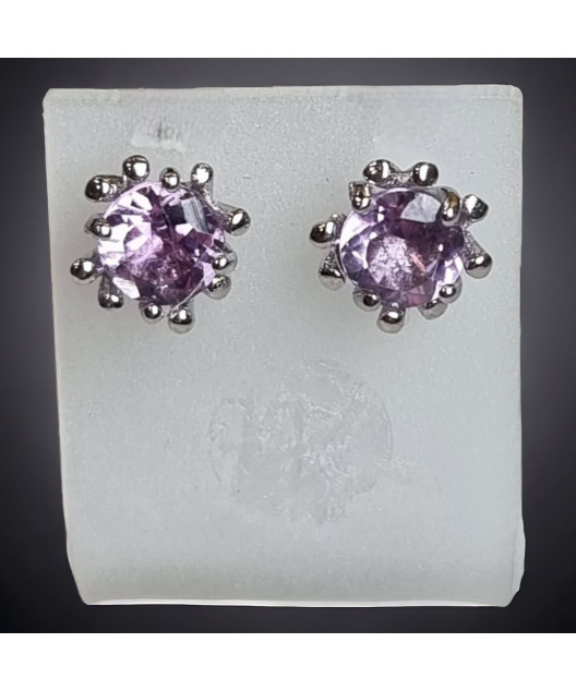 Boucles Améthyste griffée argent 925
