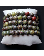 Bracelet Jaspe sang de dragon Pierres rondes