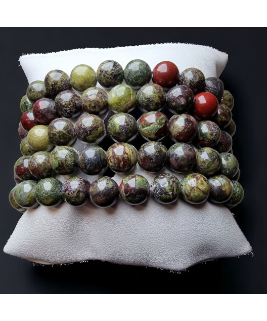 Bracelet Jaspe sang de dragon Pierres rondes