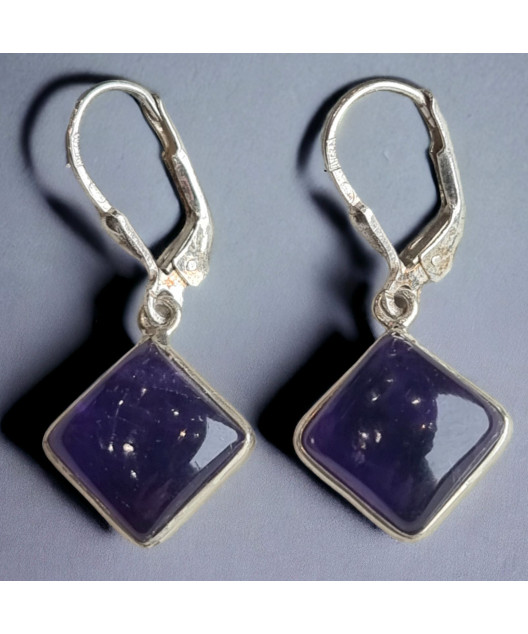 Boucles Améthyste Triangles Argent 925