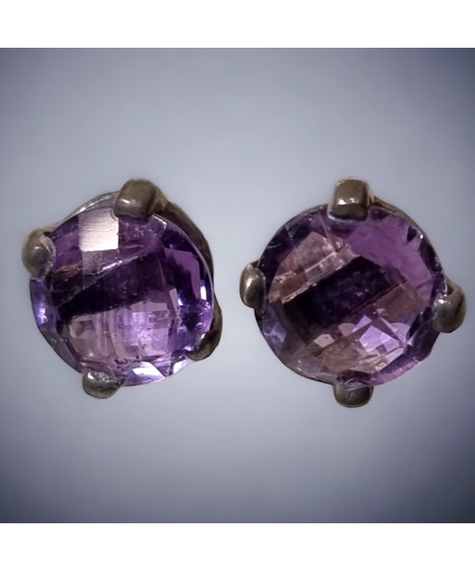Boucles Améthyste 4 griffes Argent 925